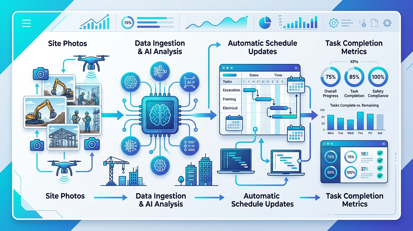 Simple chart showing AI services for construction and intelligent automation solutions.